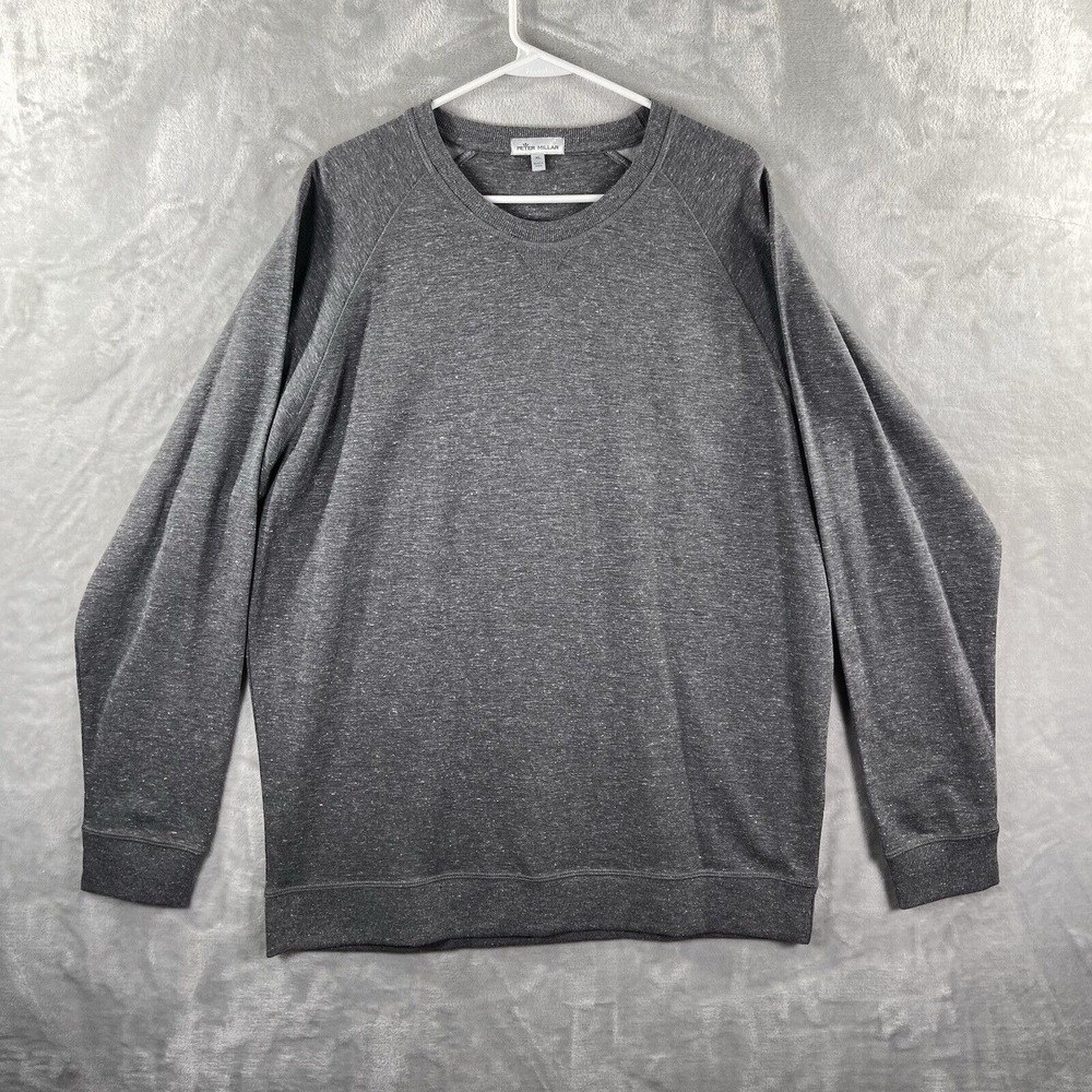 Peter Millar Sweater men's XL Jaspe Cotton Crew Neck Gray Pullover Sweatshirt